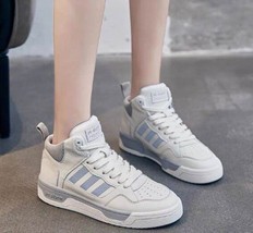 2021 new women s white shoes female spring shoes board lace up sports high top casual thumb200