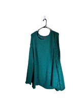 LANE BRYANT Plus Size 22/24 Emerald Green Chunky Sweater Open Knit Sleeves - £11.20 GBP