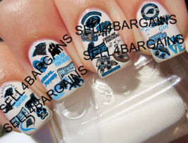 56 New 2023 NFL Carolina Panthers 28 Different Designs Nail Art Decals - £22.01 GBP