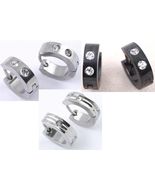 Men Women Pierced Rhinestone Hoop Earrings Stainless Steel Siver,Gold,or... - €2,56 EUR