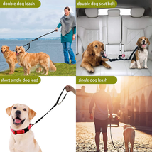 Zhilishu Double Dog Leash, Dual Leash for Dogs 360° No Tangle Two Dogs Leash Adj - £18.26 GBP