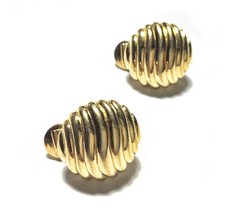 Vintage Signed Monet Gold Plated Geometric Clip Earrings - £11.12 GBP