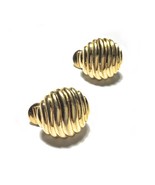 Vintage Signed Monet Gold Plated Geometric Clip Earrings - £11.11 GBP