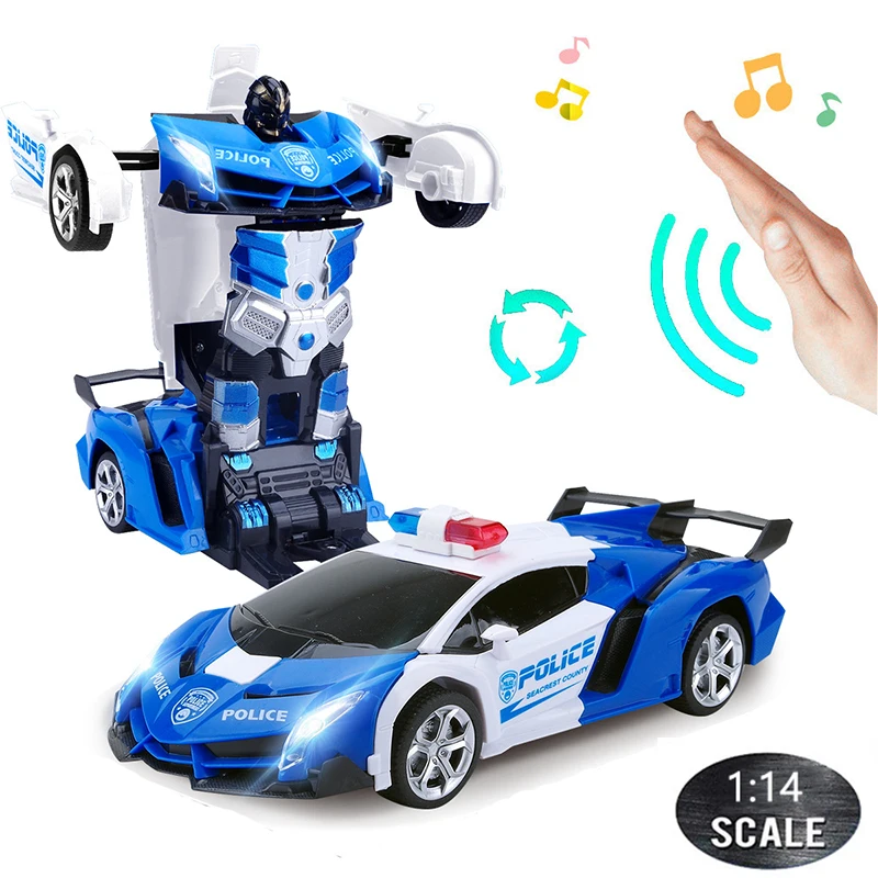 1:14 RC Cars 30CM 2.4Ghz Induction Transformation Robot LED Music Deformation - £21.14 GBP+