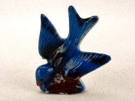 Vintage Porcelain Figurine, Bird Flying Downward, Dark Blue, Shelf Bric-... - $19.55