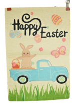 Happy Easter Welcome Garden Flag Double Sided Burlap 12 x 18 inches - £7.36 GBP