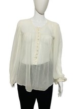 Isabel Marant Women Ametissae Pleated White Silk Blouse Tunic Top Size L 38 - £82.44 GBP