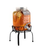 HomeFeel 1 Gallon Glass Beverage Dispenser with Stand, Stainless Steel S... - $458.83 MXN