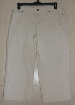 Excellent Womens Liz Claiborne Everyday Ease Ivory Denim Crop Capri Size 10 - £20.92 GBP