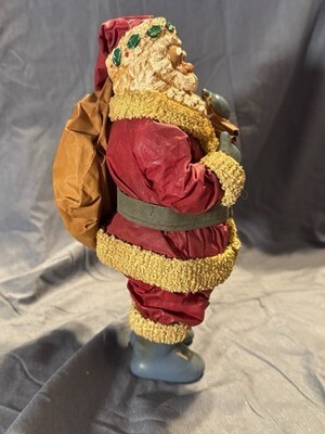 Vintage Clothtique Style Santa Figure 10” Fabric & Resin Christmas Decoration Item image 4