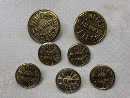 Vtg Lot 7 Buttons United Railways &amp; Elec Co Baltimore MD Street Transpor... - $49.95