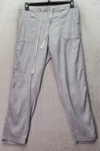 Lou &amp; Grey Pants Womens Medium Gray Linen Slash Pockets Elastic Waist Drawstring - £15.93 GBP