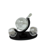 Glass Set Crystal Globe Decanter Liquor Carafe for Whisky Vodka Wooden S... - $44.39 CAD