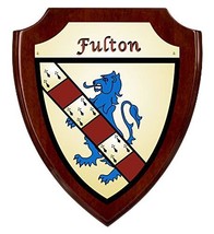 Fulton Irish Coat of Arms Shield Plaque - Rosewood Finish - £34.77 GBP