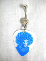 New Jimi Hendrix Blue Color Van Hamersveld Print Guitar Pick Clear Cz Belly Ring - £4.78 GBP