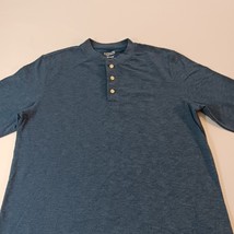 Chaps T-Shirt Men's Size Medium Long Sleeve Henley 3-Button Blue Cotton Blend image 10