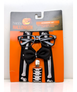 Nerd Skeleton Halloween Costume Glasses Suspenders Bow Tie 3 Pc Set Ages 3+ - $255.02 MXN