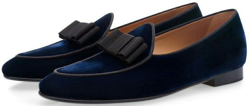 NEW Handmade men navy blue shoes, velvet casual shoes for men, men moccasin slip