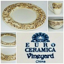 Vintage &quot;Euro Ceramica Vineyard&quot; Set Of 6 Soup/Cereal Bowls - £47.94 GBP