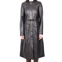 Women&#39;s single breasted Real Nappa Leather Slim Fit Trench Overcoat Blac... - £208.56 GBP