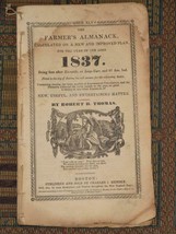 1837 Farmer&#39;s Almanack for New England Robert Thomas with NE map - £59.21 GBP