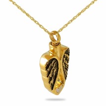 14K Solid Gold Winged Heart Pendant/Necklace Funeral Cremation Urn for Ashes - £803.83 GBP