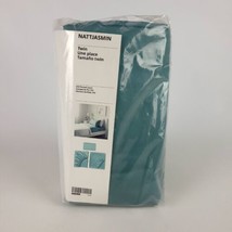 Ikea Nattjasmin Bed Set Twin Flat Fitted Sheet Pillowcase Gray-Turquoise New - $64.33