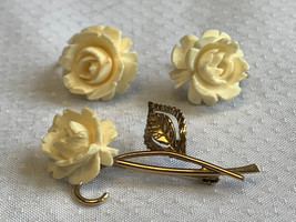 Vtg Winard 1/20 12k Gold Filled Carved Rose Fashion Jewelry Set Earrings... - £55.09 GBP