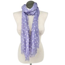 Coldwater Creek Scarf 70x21 Purple White Polka Dots Sheer Some Flaws Rou... - £5.50 GBP