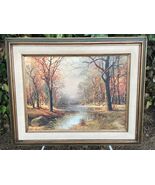 ROBERT WOOD Vintage 1956 MODERN IMPRESSIONIST AUTUMN LANDSCAPE GALLERY G... - $554.40