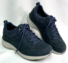 Women&#39;s Clarks Wavewalk Sneakers Tennis Shoes Navy Blue Size 8 WIDE - $35.99