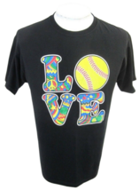 LOVE Baseball T Shirt Unisex sz Large 1960s peace symbol hippie psychedelic max - £12.44 GBP