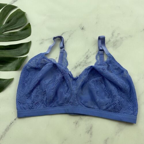 Primary image for Panache Imogen Bralette Size 34 FF Periwinkle Blue Lace Wire Free 10166