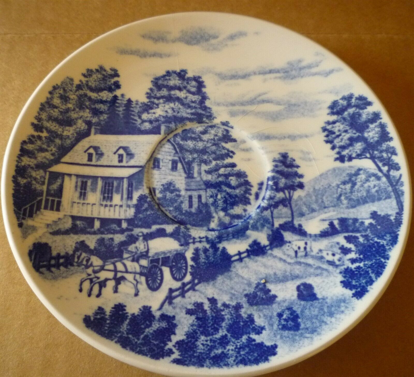 VINTAGE NASCO JAPAN HOMESTEAD WHITE &amp; BLUE PORCELAIN SAUCER - $6.00