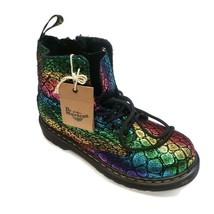 Dr. Martens Zip Up Boots Kids Size 3 Pascal J Rainbow Croc Metallic AW004 - £58.05 GBP
