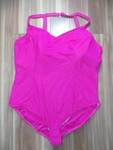 HANES Hot Pink One Piece Princess Seam Swimsuit Plus Size 32W $45 - NWOT - £14.34 GBP