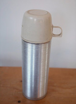Vintage Metal Thermos 2284 Beehive Style Insulated Bottle White Glass Li... - $29.99
