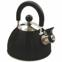 Stainless Steel Whistling Kettle 2.5qt/2.37l Hot Water Tea Stovetop Black - £14.78 GBP
