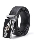 Men&#39;s Leather Ratchet Dress Belt with Automatic Buckle Sliding Belt for Men - £16.51 GBP