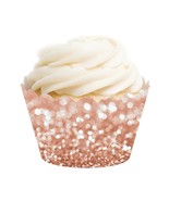 Glitzy Faux Rose Gold Glitter Cupcake Wrapper Decorations, Not Real Glit... - £17.20 GBP