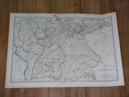 1907 Antique Map Of Southern Germany Alsace Lorraine Baden Bavaria Bayern Hesse - £22.00 GBP