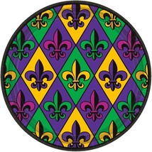 Fleur De Lis 18 ct Paper 9&quot; Lunch Plates Value Size Mardi Gras - £7.77 GBP