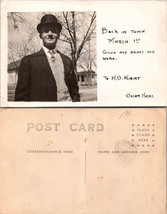 USA Unknown Location Oscar Haas in Derby Hat H.O. Wieirt RPPC Antique Postcard - £59.96 GBP