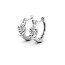 1Ct Forme Coeur Imitation Diamant Créole Huggies Boucles 14K Plaqué or Blanc - £34.69 GBP
