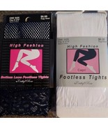 Two (2) Pair of Cathy Rose Footless Tights ~ 1-White ~ 1-Navy Blue ~ One... - $28.06 CAD