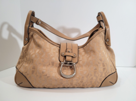 Etienne Aigner Tan Brown Signature Logo Print Shoulder Bag Purse  - $412.64 MXN