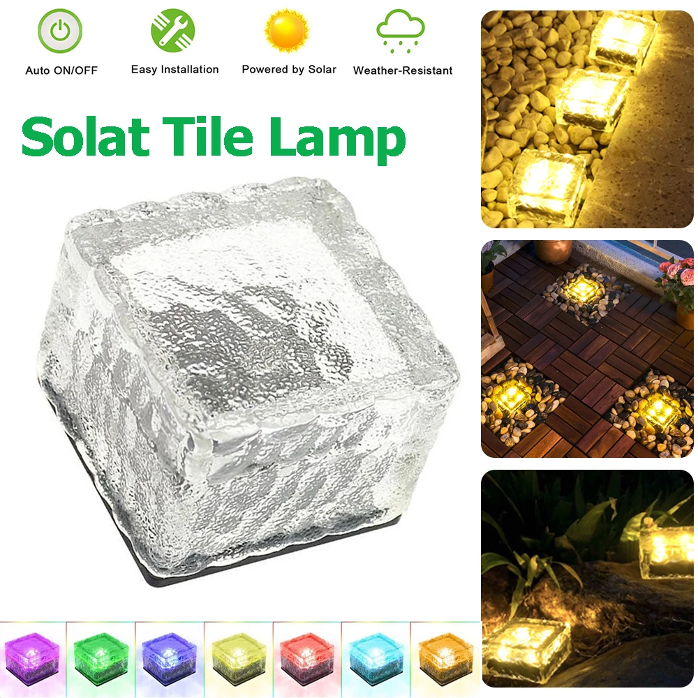 Solar Path Underground Buried Brick Light Led Creative Gl Stone Ice Cube Brick S - £142.12 GBP