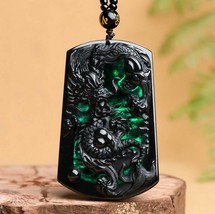 Natural Myanmar Black Jade Dragon Pendant, Gift for Man or Father, Friends, Birt - £81.37 GBP