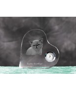 Exotic Shorthair - crystal clock in the shape of a heart with the image ... - £42.23 GBP