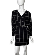 Black &amp; White Sweater Dress Zonsaoja Womens Mini V Neck Long Sleeve Size... - $287.08 MXN